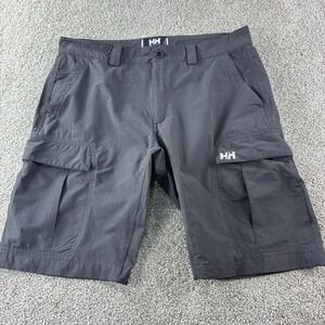 Helly Hansen Mens QD 9" Cargo Shorts Size 34 Gray Ripstop Omni-Wick Stretch